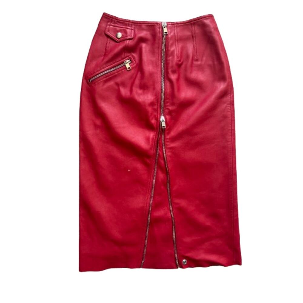 Alexander McQueen Zip-Embellished Leather Midi Skirt - Picture 14 of 16